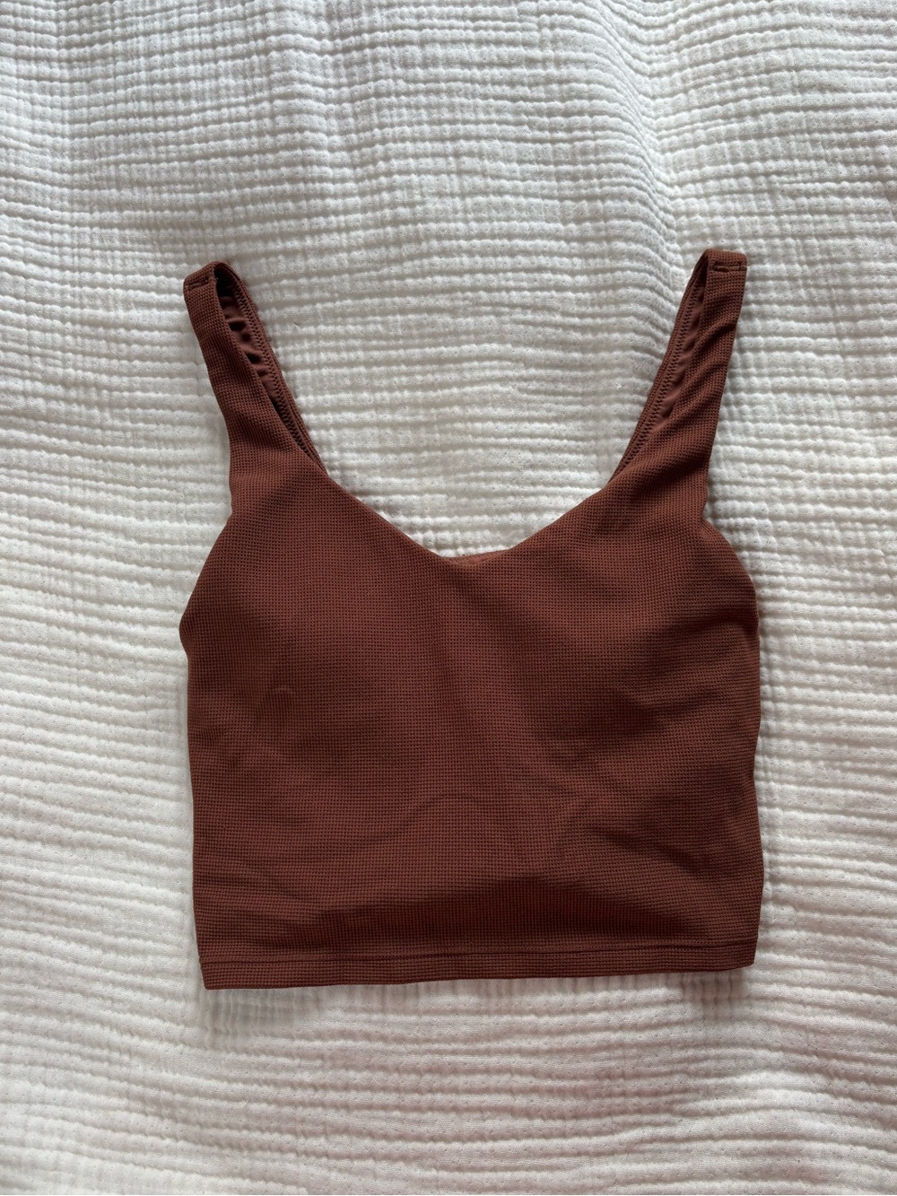 Offline by Aerie Brick Brown Textured Cropped Tank Top